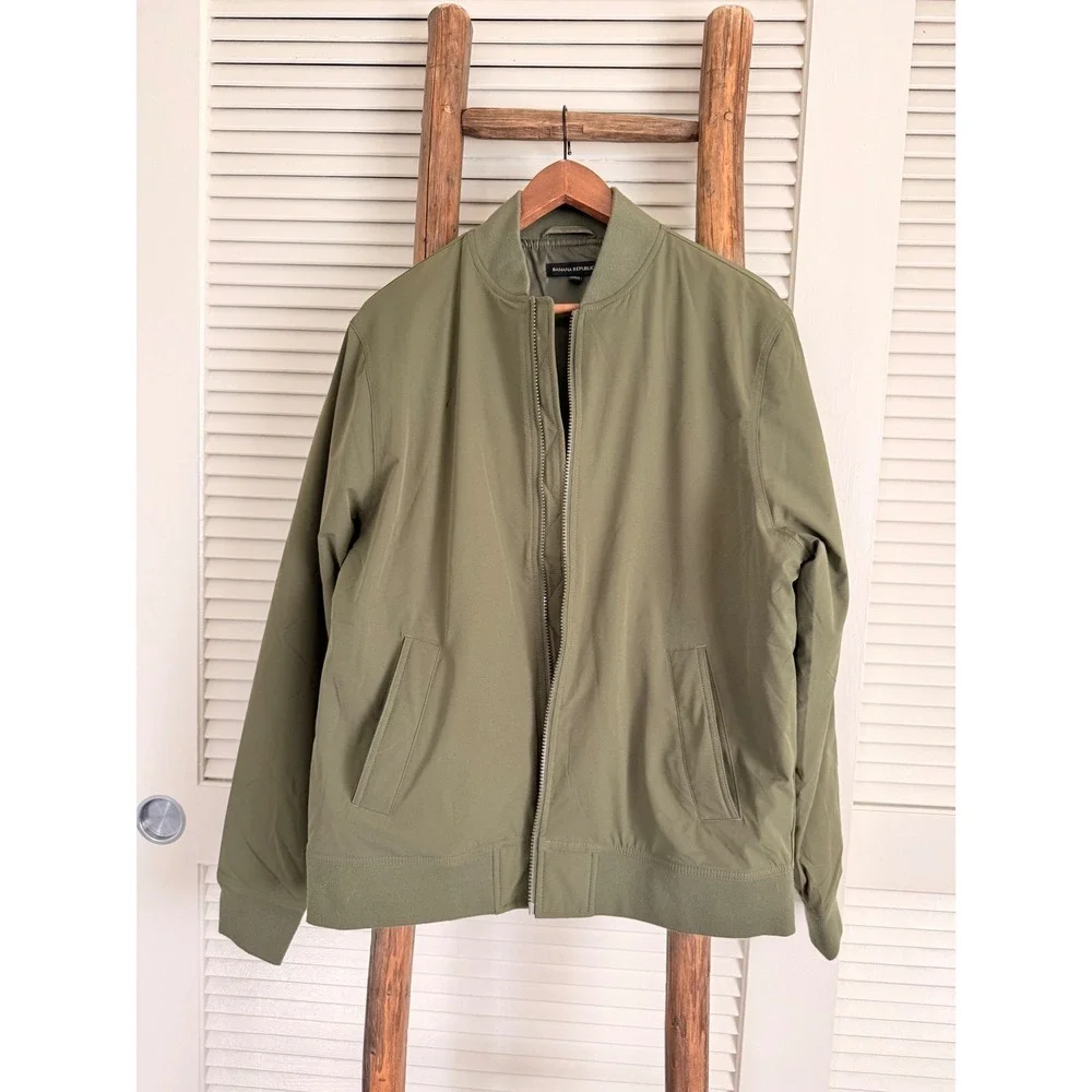 Banana Republic Women Olive Green Bomber Jacket Full Zip Size Medium